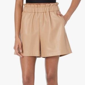 Women's Tan Faux Leather Shorts